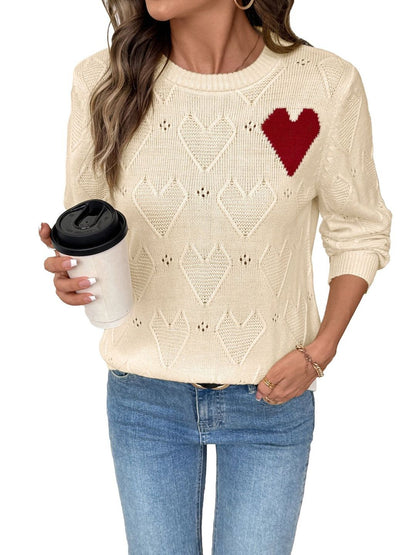 NOWI Geometric Self Design Acrylic Pullover Sweater - Nowi Korean Fashion