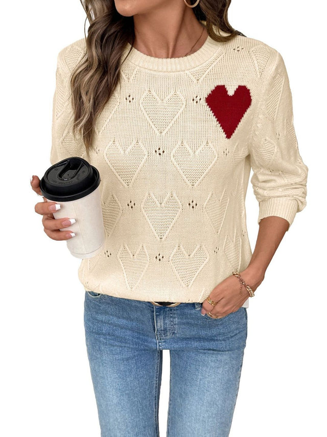 NOWI Geometric Self Design Acrylic Pullover Sweater - Nowi Korean Fashion