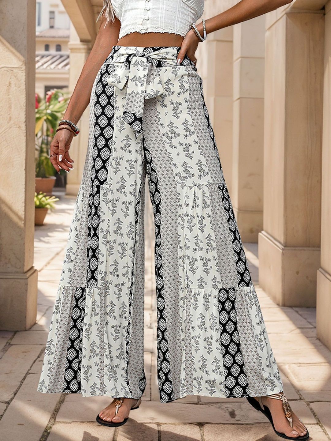 Women Printed Non Iron Trousers