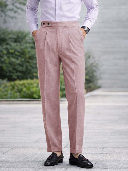 Men Straight Fit Wrinkle Free Pleated Trousers