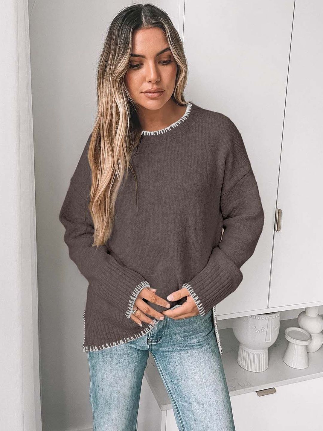 NOWI Women Pullover with Embroidered Detail