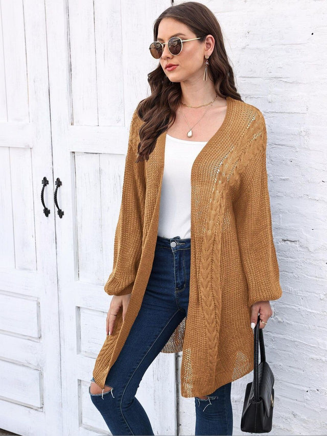 Longline Shrug in Brown acrylic - Nowi Korean Fashion