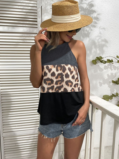 Animal Colourblocked Halter Neck Cotton Top