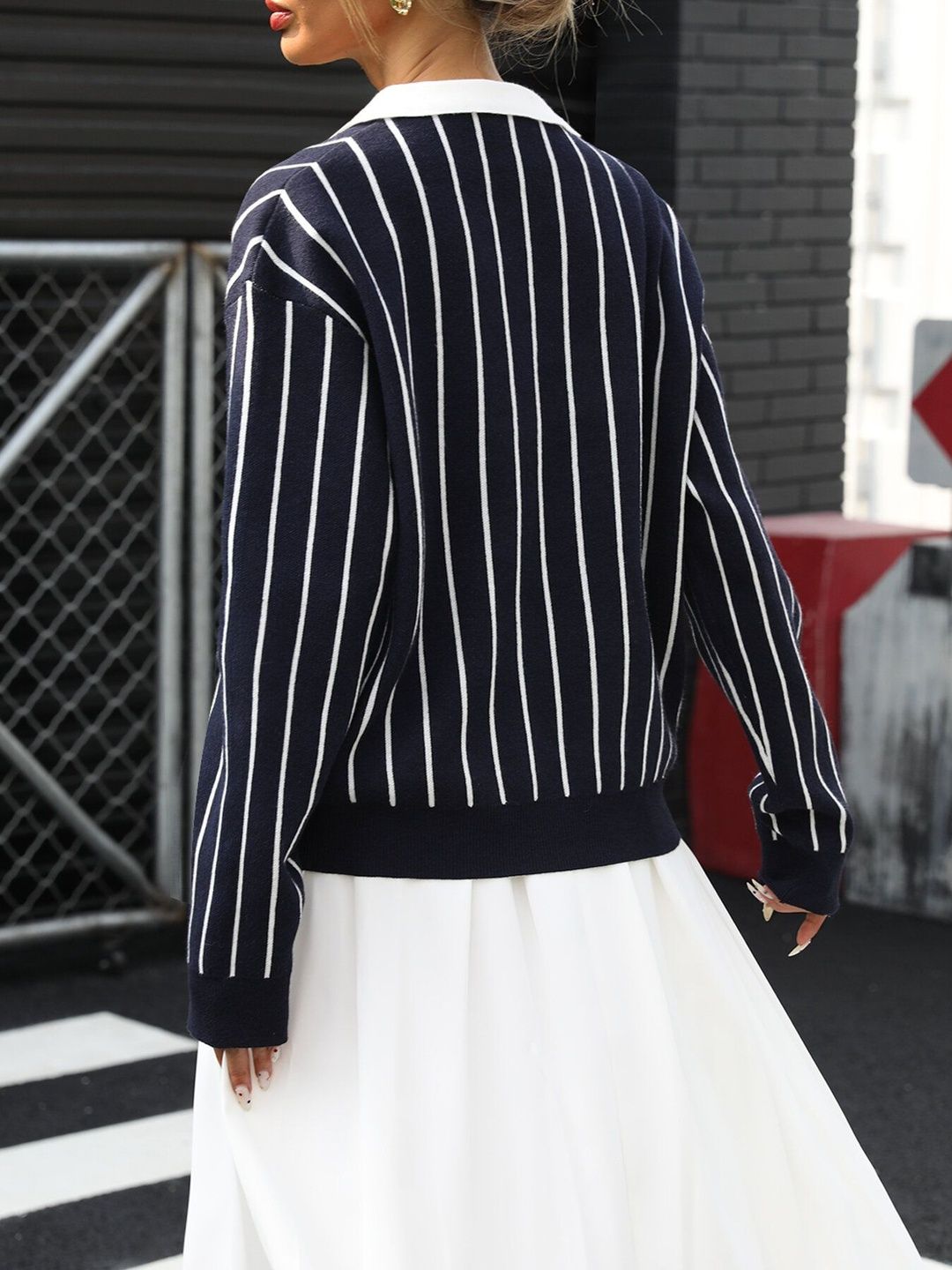 Women's Grey Nowi Women Striped Pullover