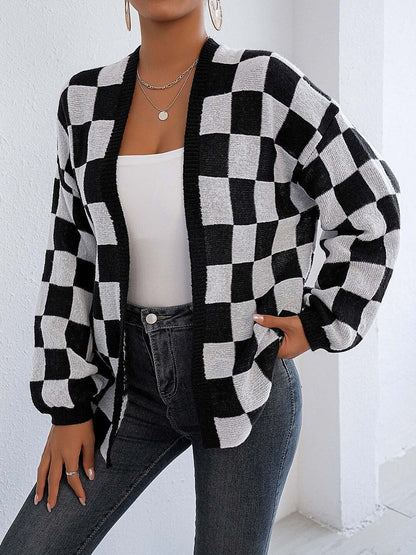 Women Checked Cardigan