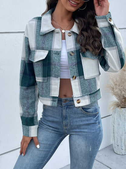 Women Checked Open Front Jacket