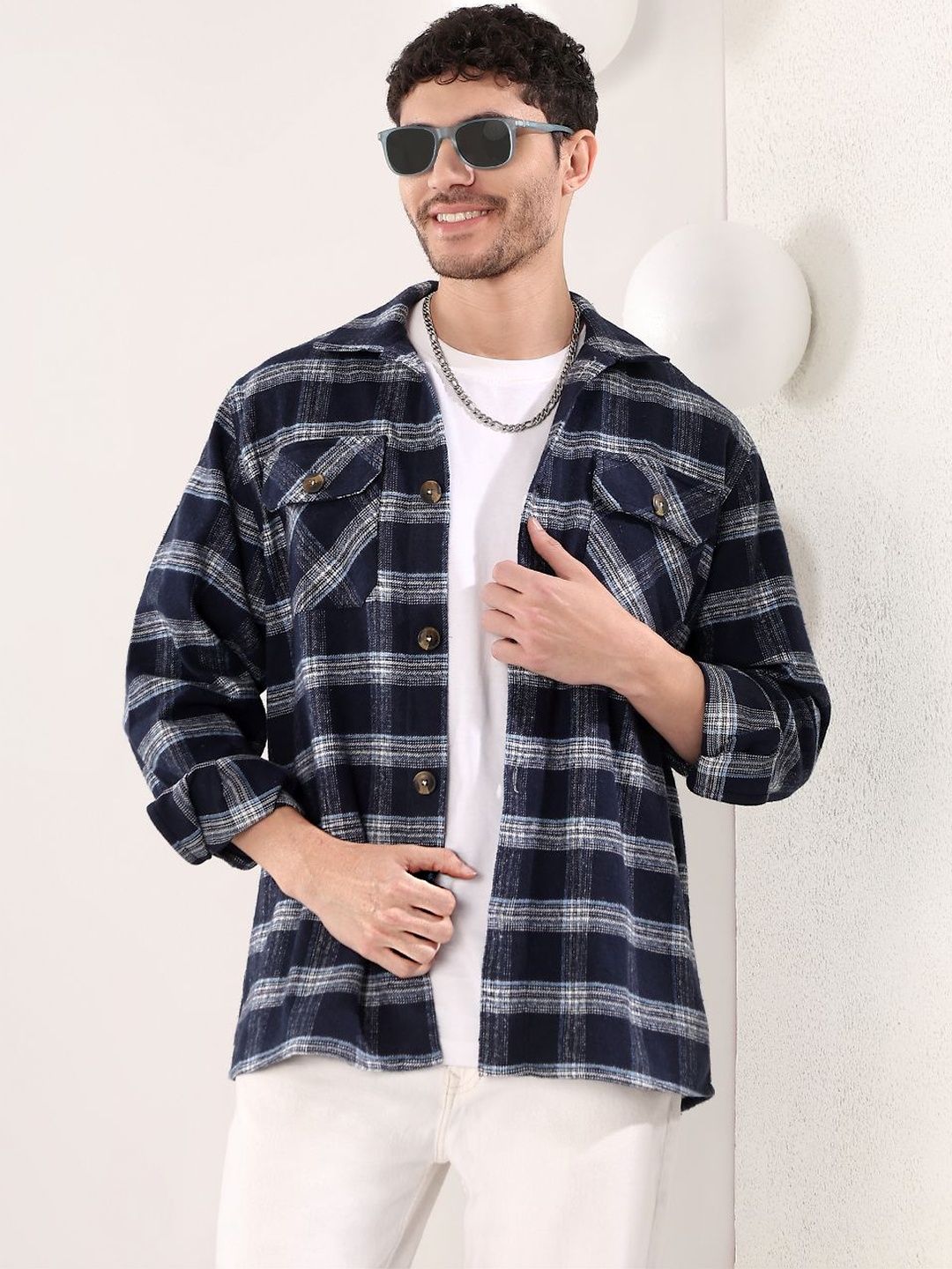 NOWI Men Tartan Checks Checked Casual Shirt