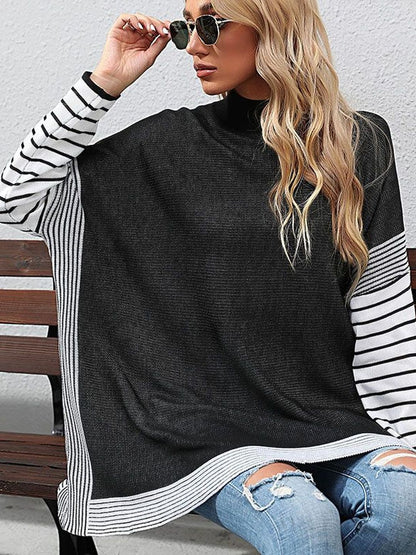 Women's Black Colourblocked Pullover Blend Printed