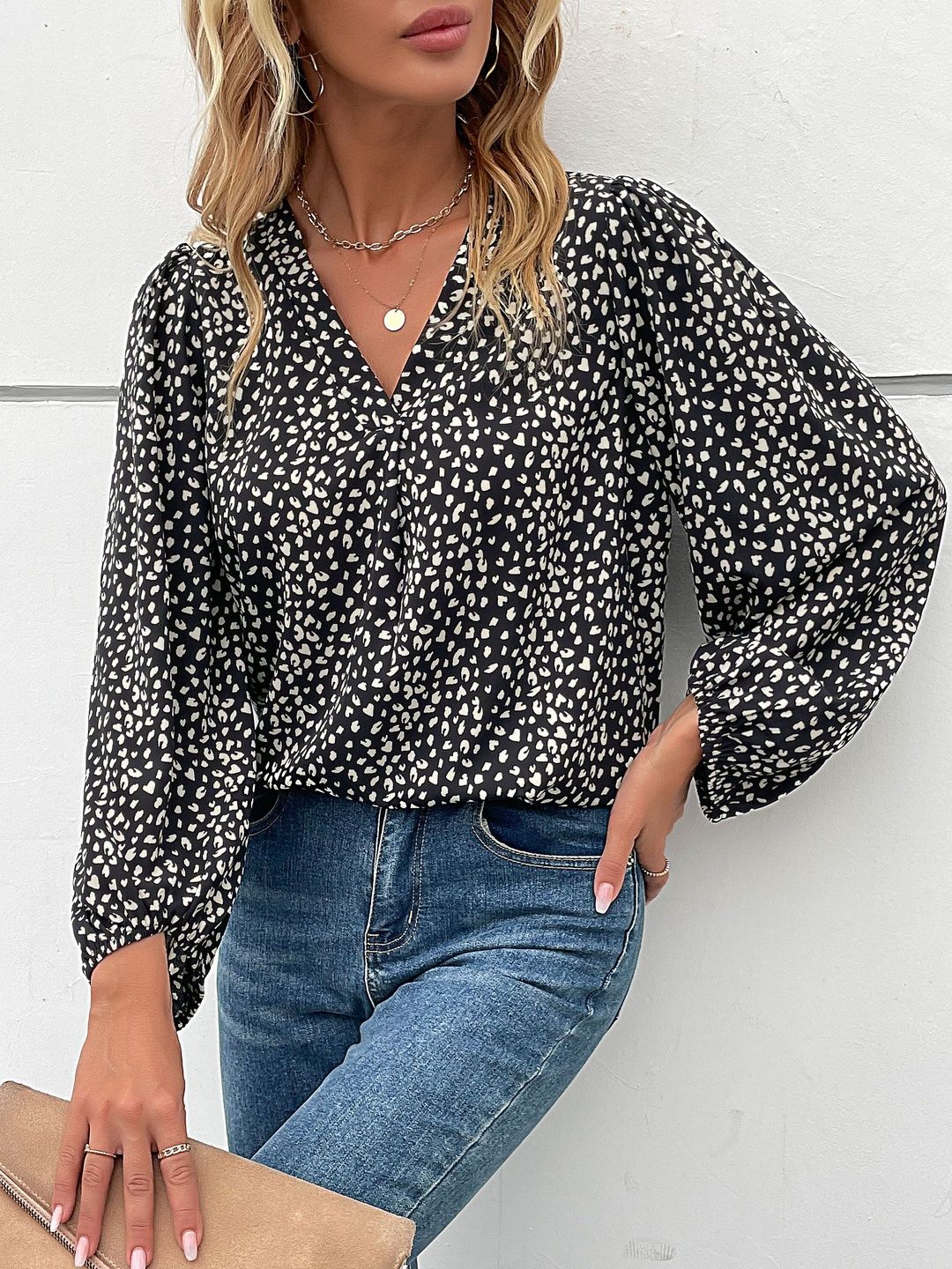 Women's Black Animal Print Top