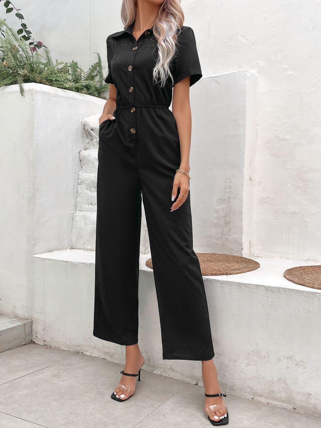 Basic Jumpsuit with Embellished