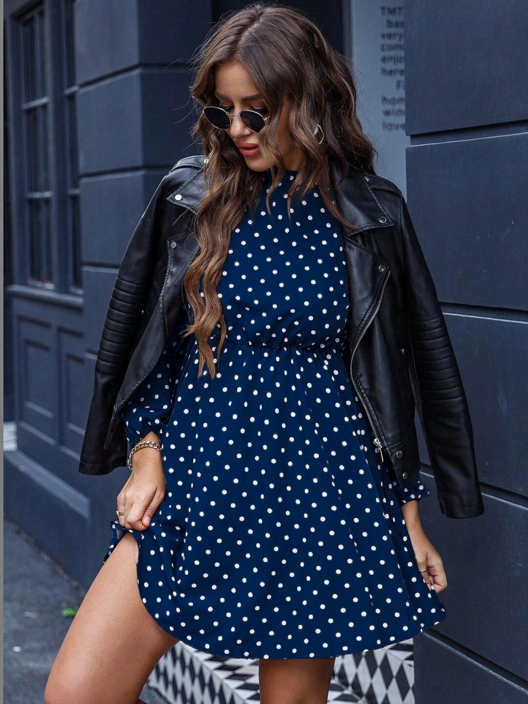 Polka Dot Print Fit & Flare Dress