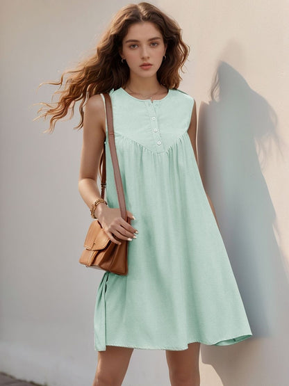 Dress in Green cotton - Nowi Korean Fashion