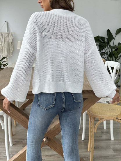 Women Ribbed Crop Cardigan with Applique Detail