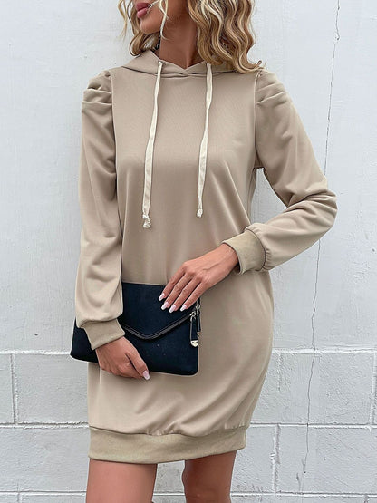 Hooded Sweatshirt in Beige Cotton Style 106 - Nowi Korean Fashion