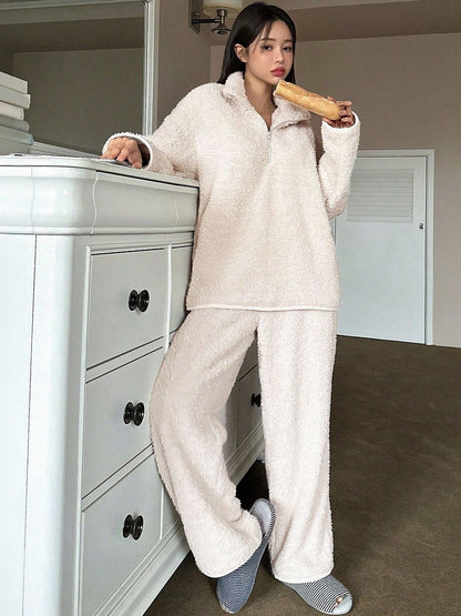 Spread Collar Long Sleeves Night Suit