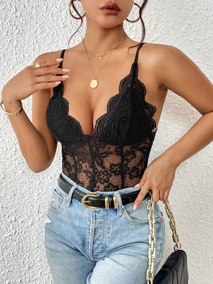 Self Design Bodysuit in Black nylon Style 956 - Nowi Korean Fashion