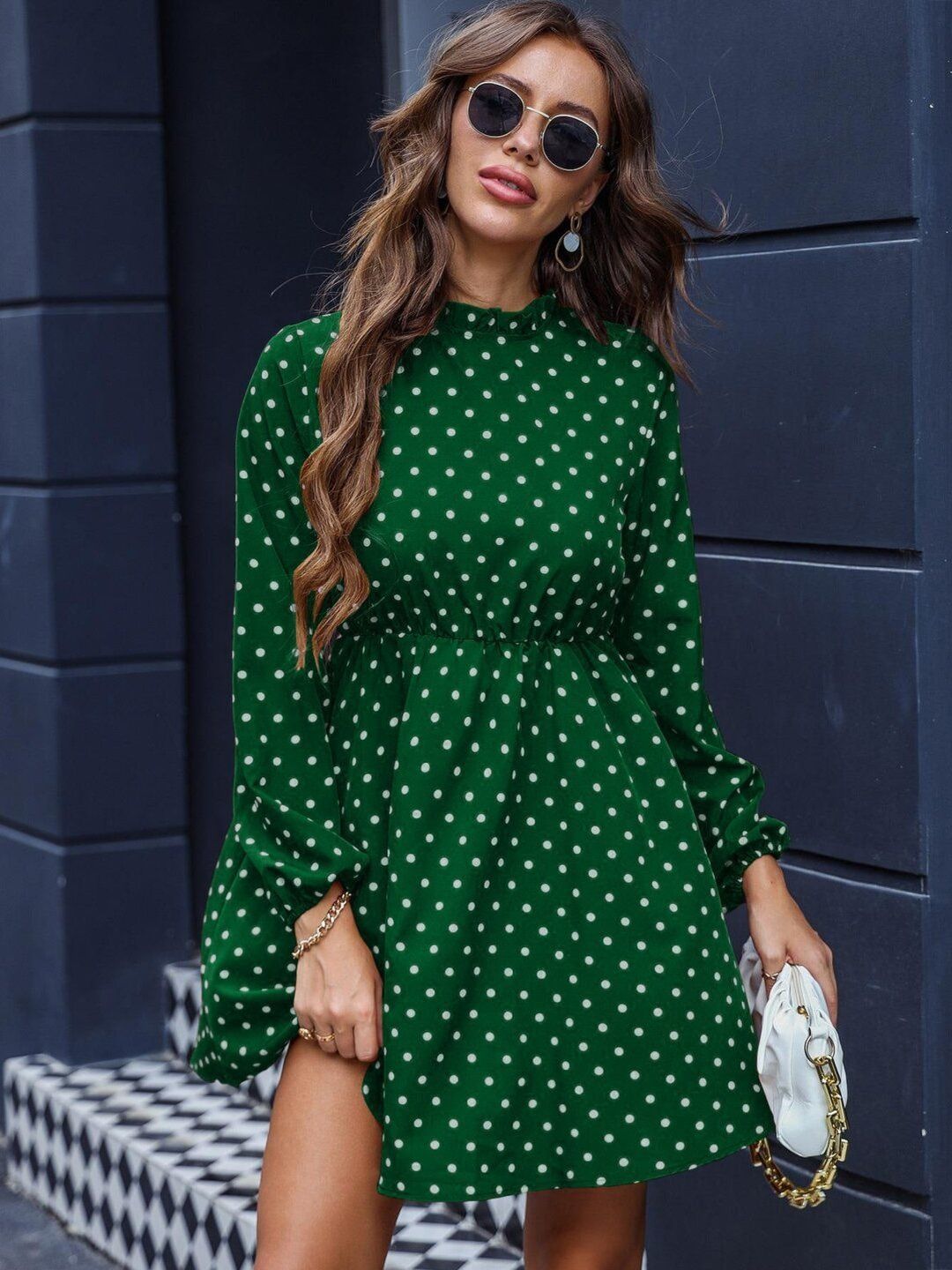 Polka Dot Print A-Line Mini Dress