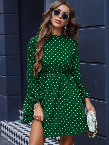 Polka Dot Print A-Line Mini Dress