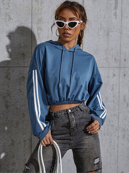 Women Striped Hooded Sweatshirt