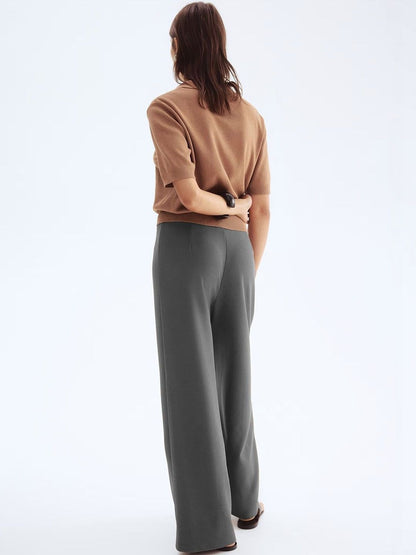 Women Straight Fit High-Rise Pleated Trousers