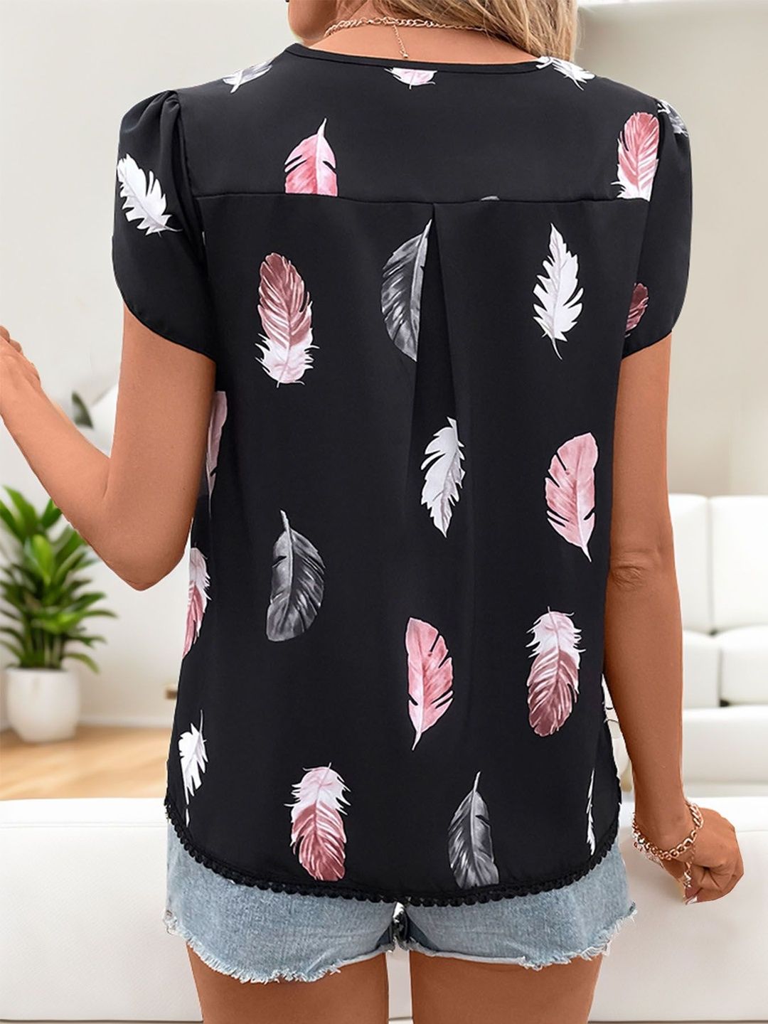 Print Puff Sleeve Top