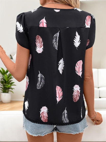 Print Puff Sleeve Top