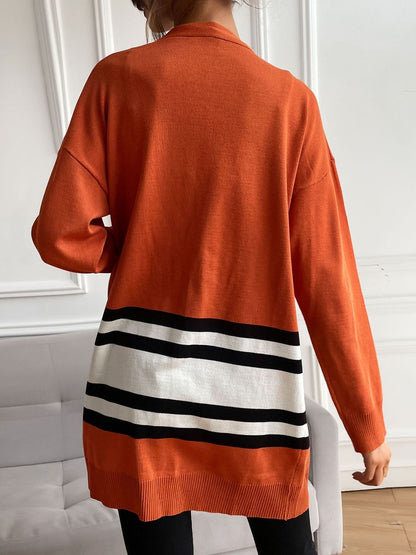 Women's Orange Colourblocked Cardigan