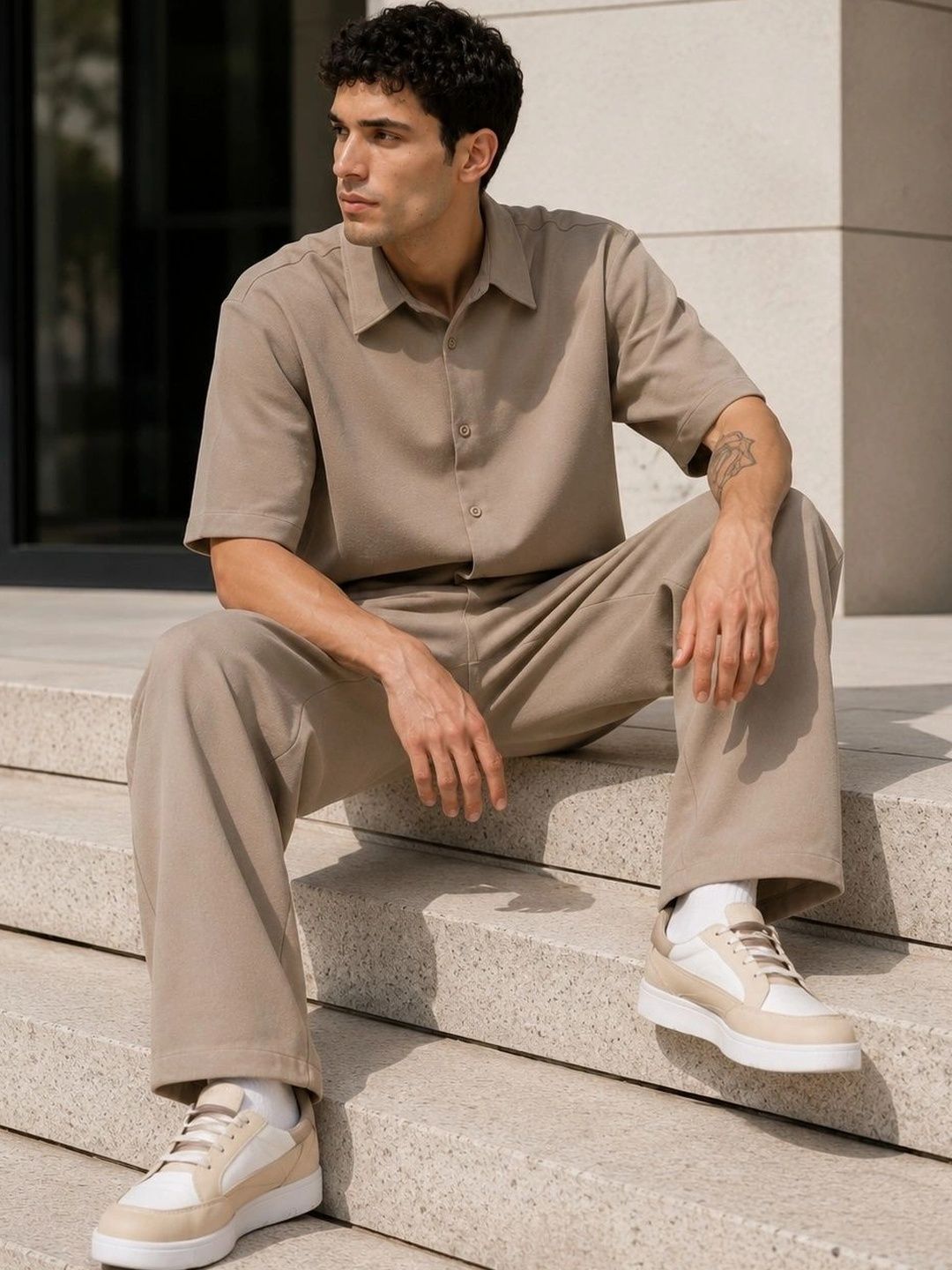 Solid Shirt with Trousers