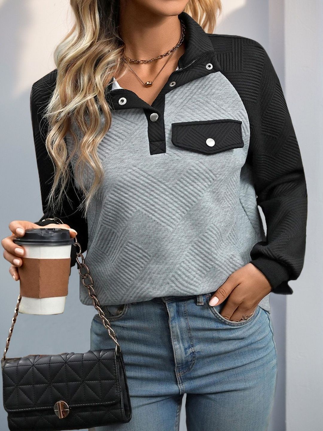 Women Colourblocked Sweatshirt