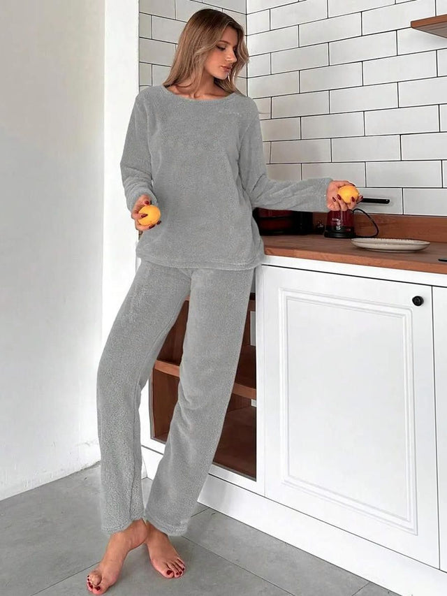 Round Neck Long Sleeves Night Suit