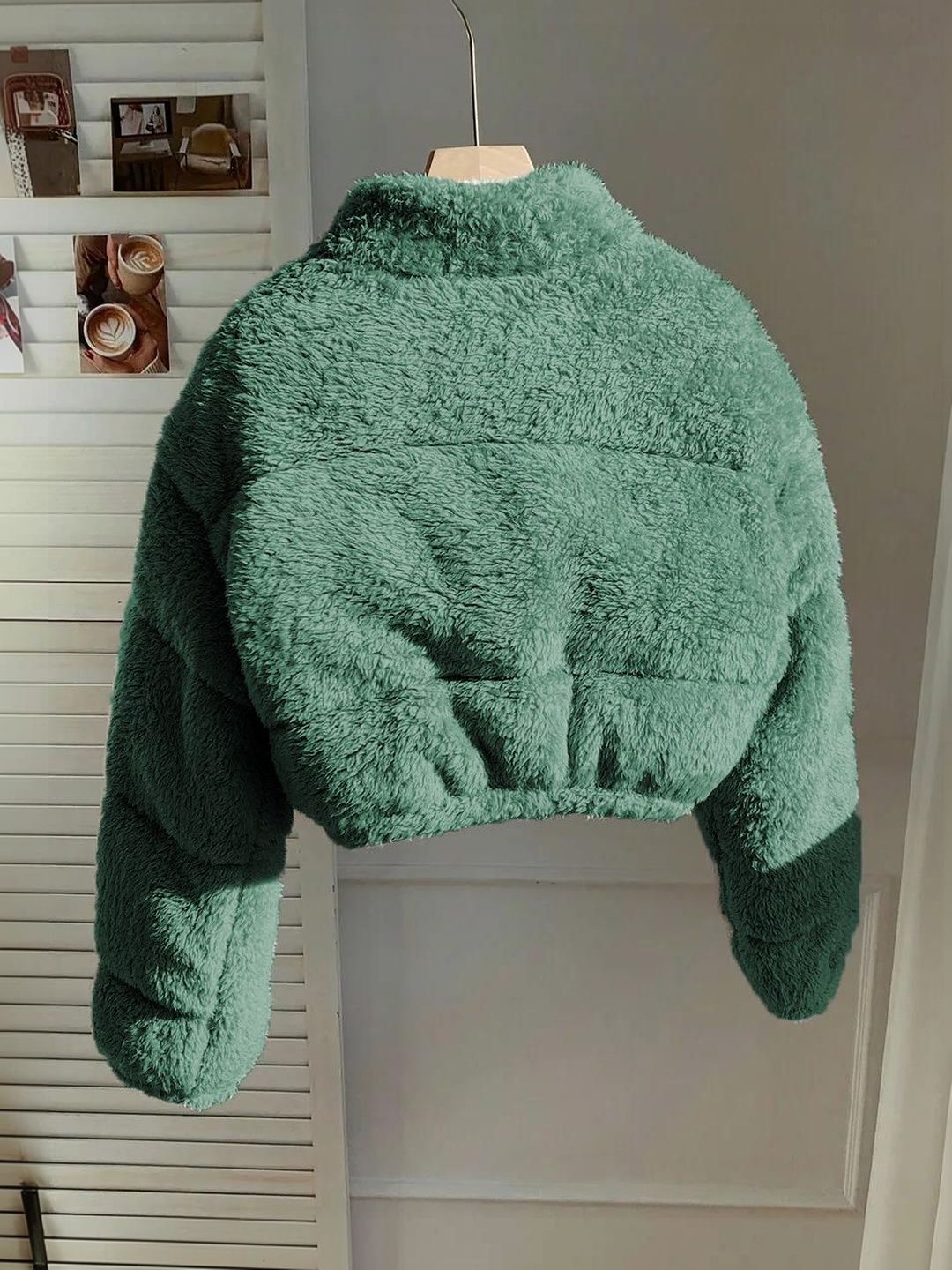 NOWI Women Woollen Crop Puffer Jacket