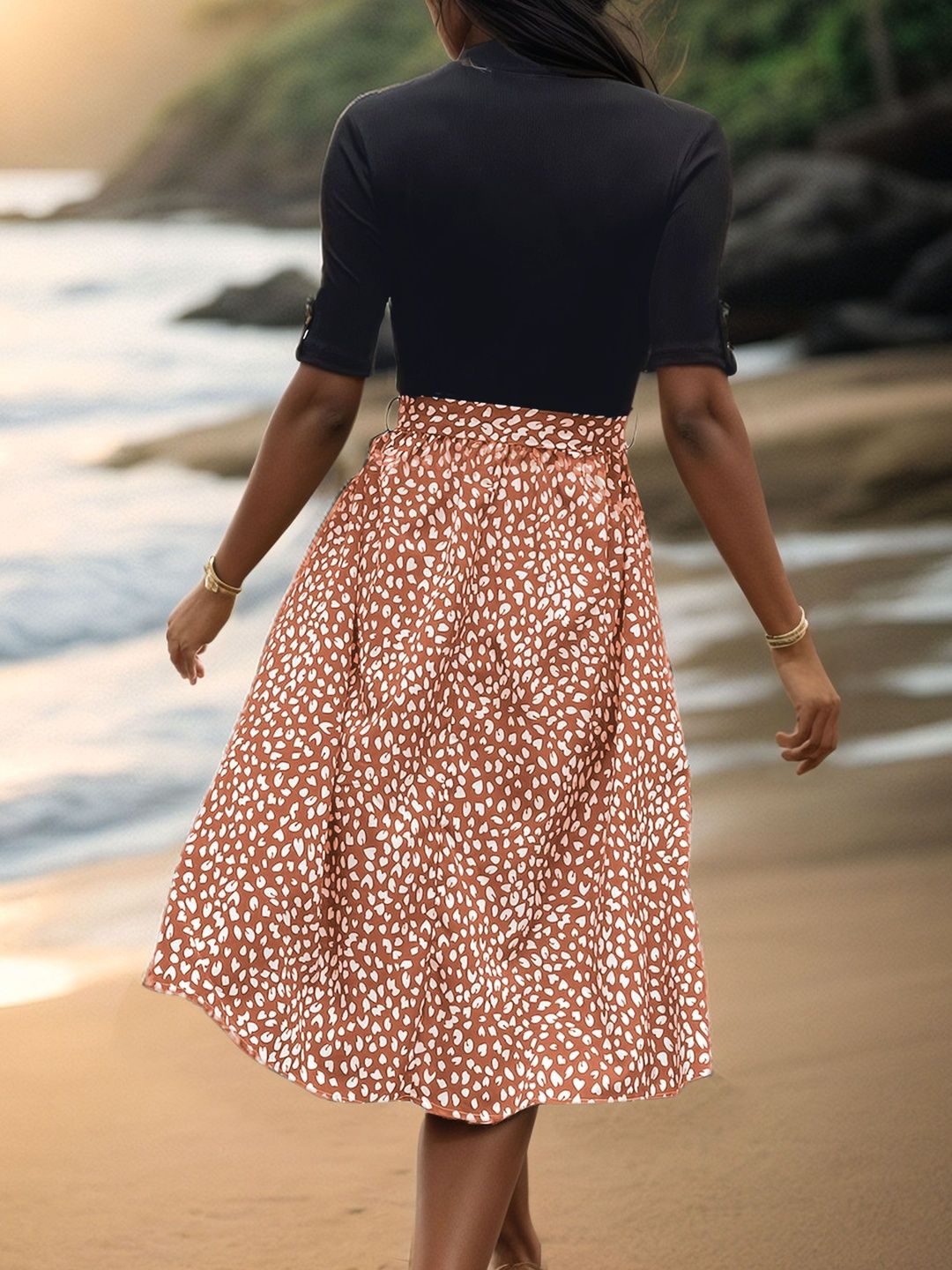 Print A-Line Midi Dress