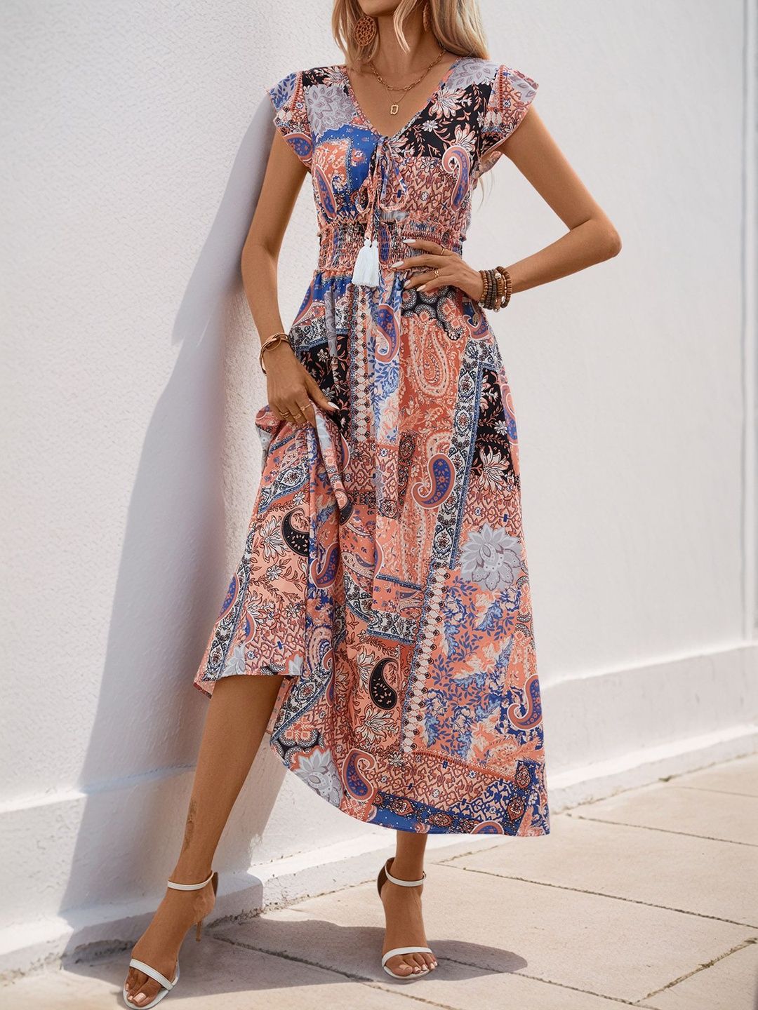 Print A-Line Midi Dress