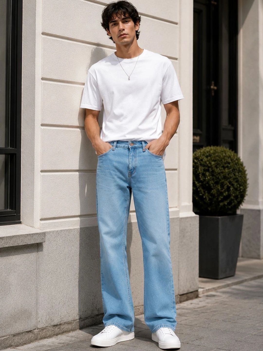 Men Bootcut Mid-Rise Light Fade Jeans