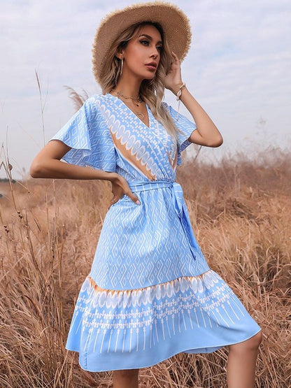 Print Flutter Sleeve Dress