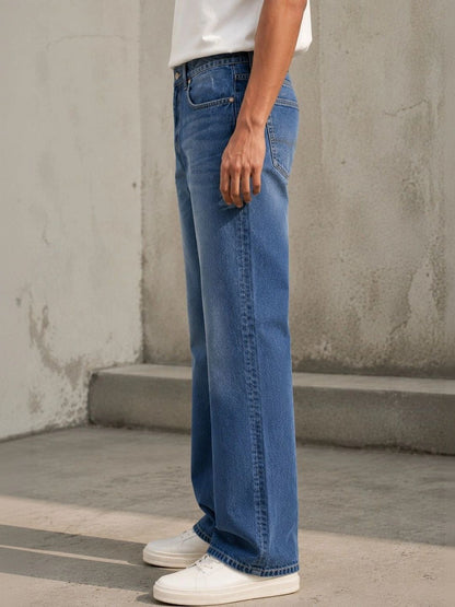 Men Bootcut Mid-Rise Low Distress Light Fade Jeans