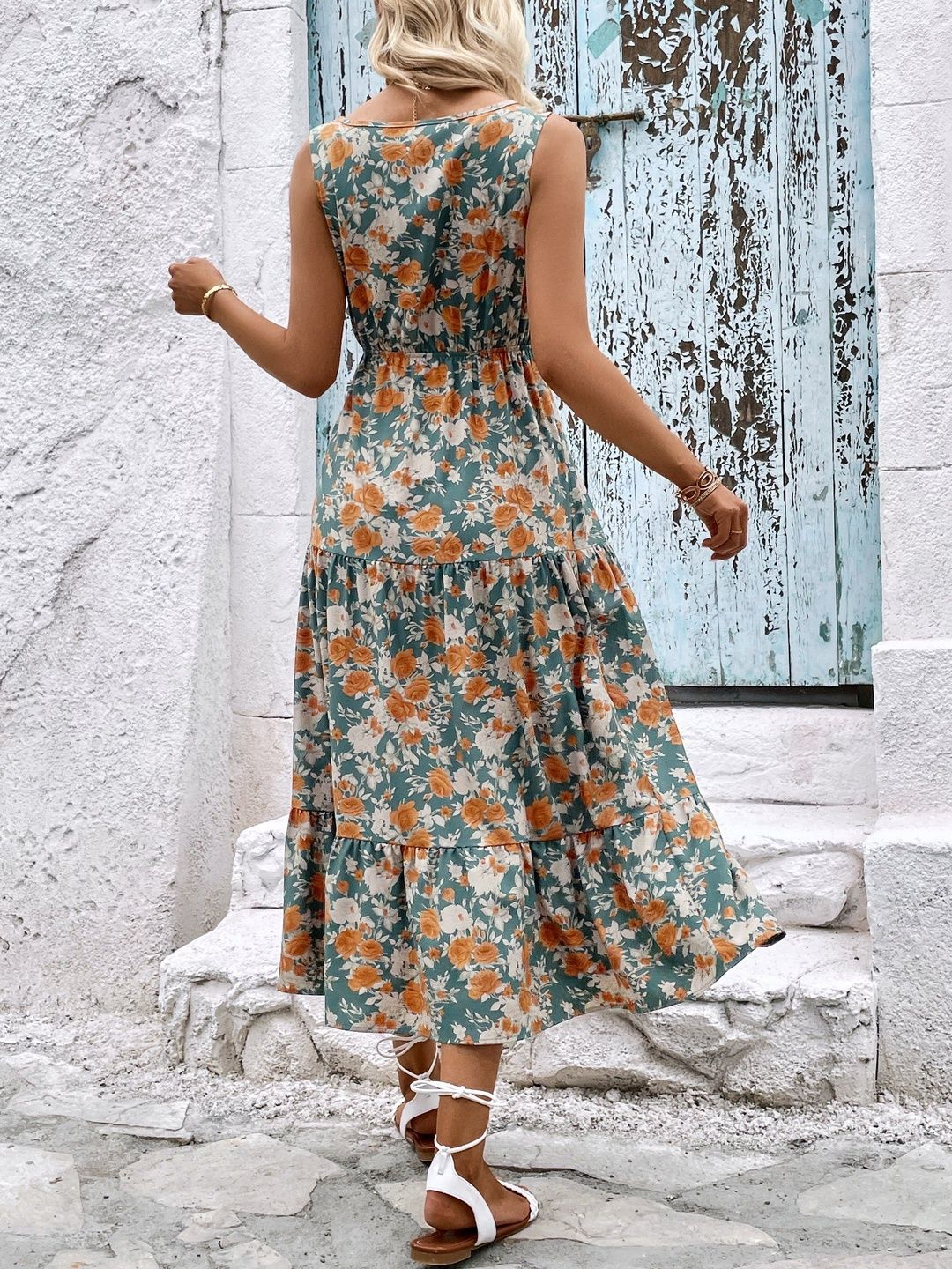 Floral Print Fit & Flare Midi Dress