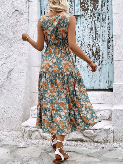 Floral Print Fit & Flare Midi Dress