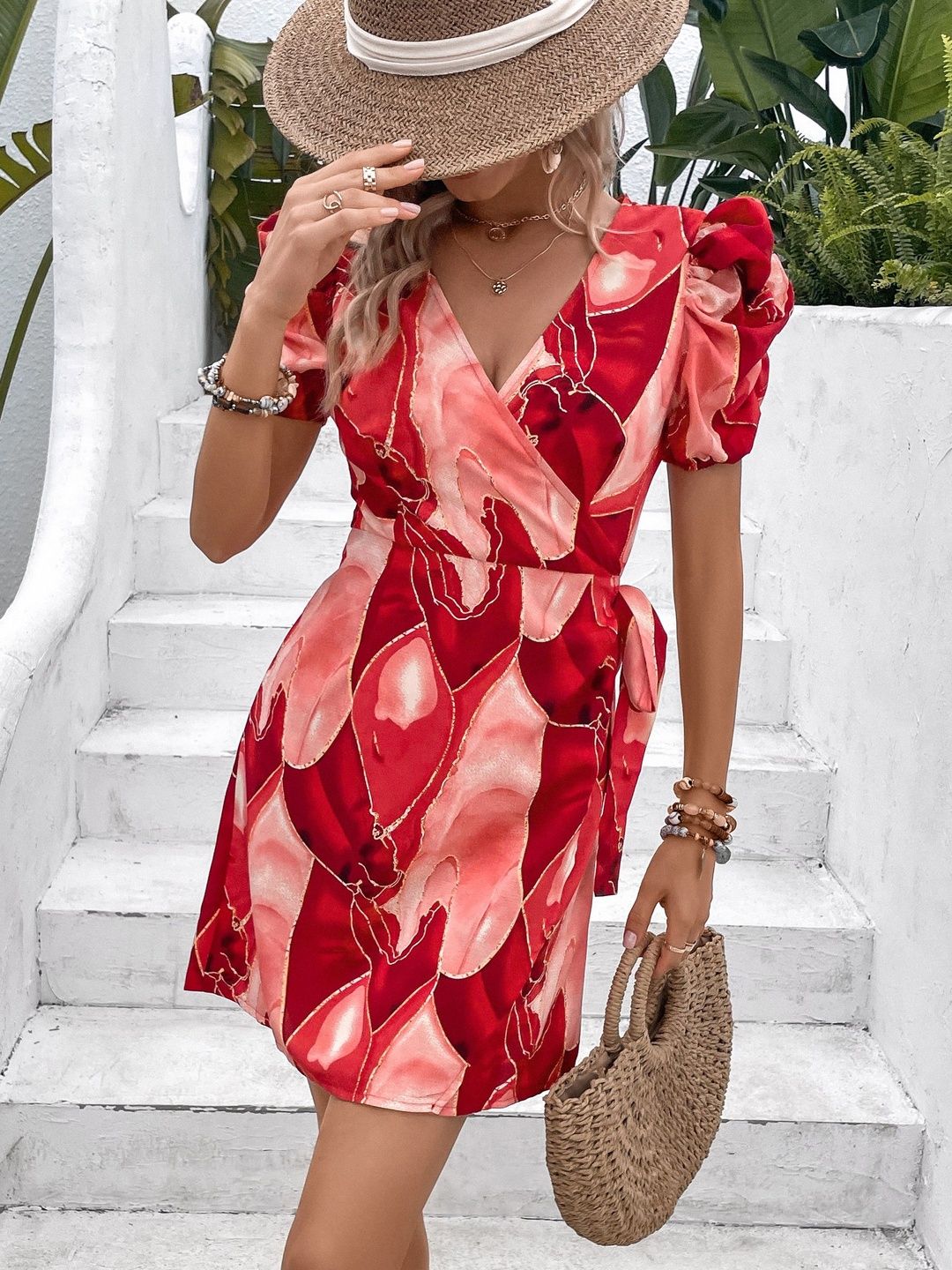 Print Puff Sleeve Dress