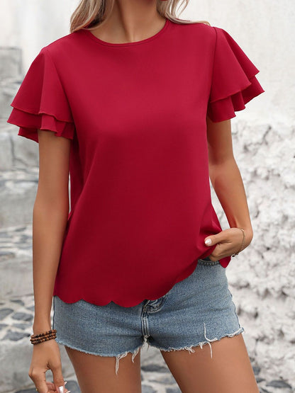 Flutter Sleeve Ruffles Top