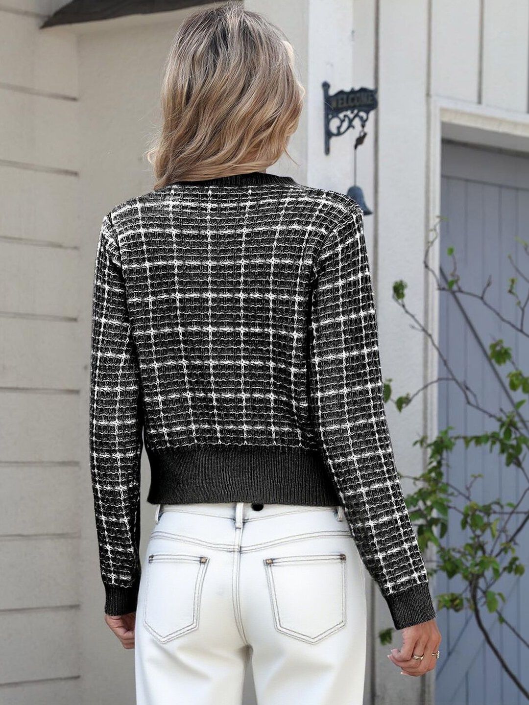 Women Checked Cardigan