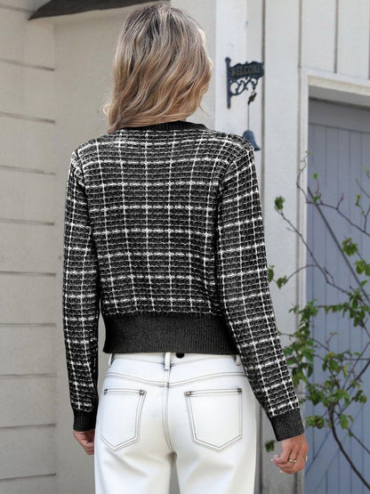 Women Checked Cardigan