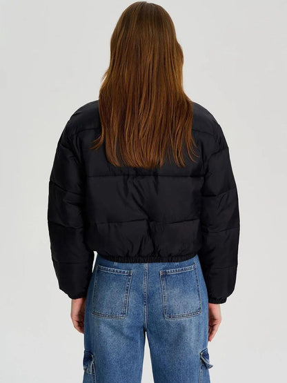 NOWI Stand Collar Crop Puffer Jacket
