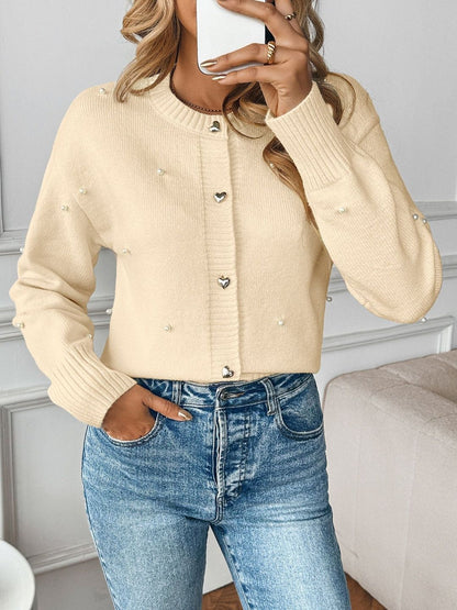Women Woollen Cardigan with Embellished Detail