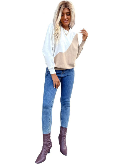 Women's White Colourblocked Pullover Blend Printed