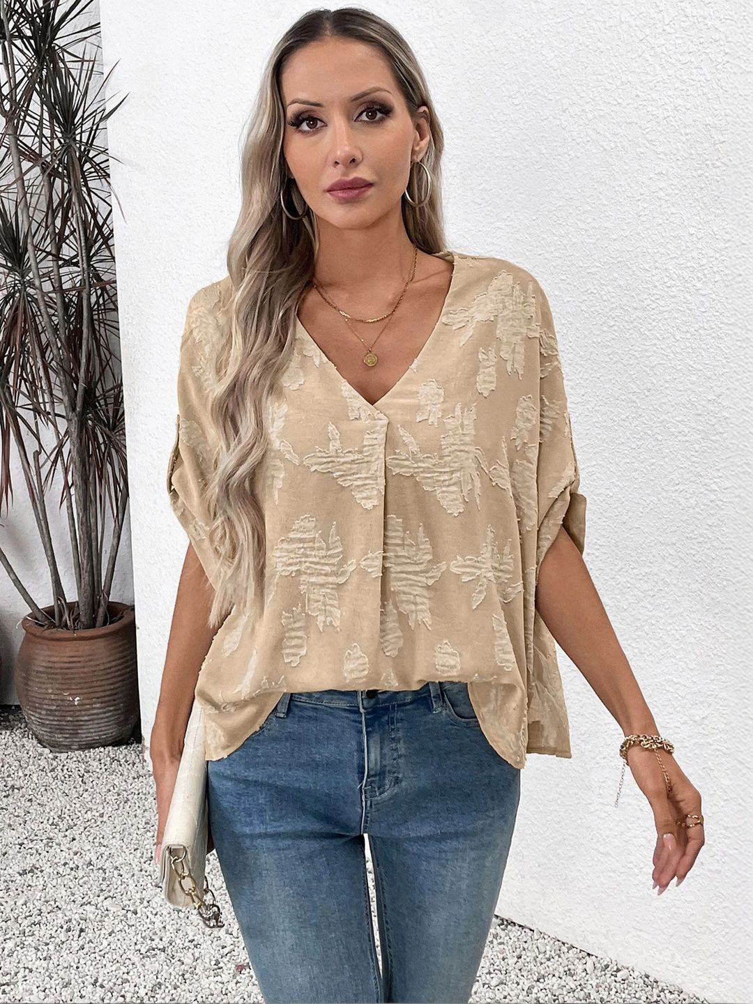 Roll-Up Sleeves Linen Top