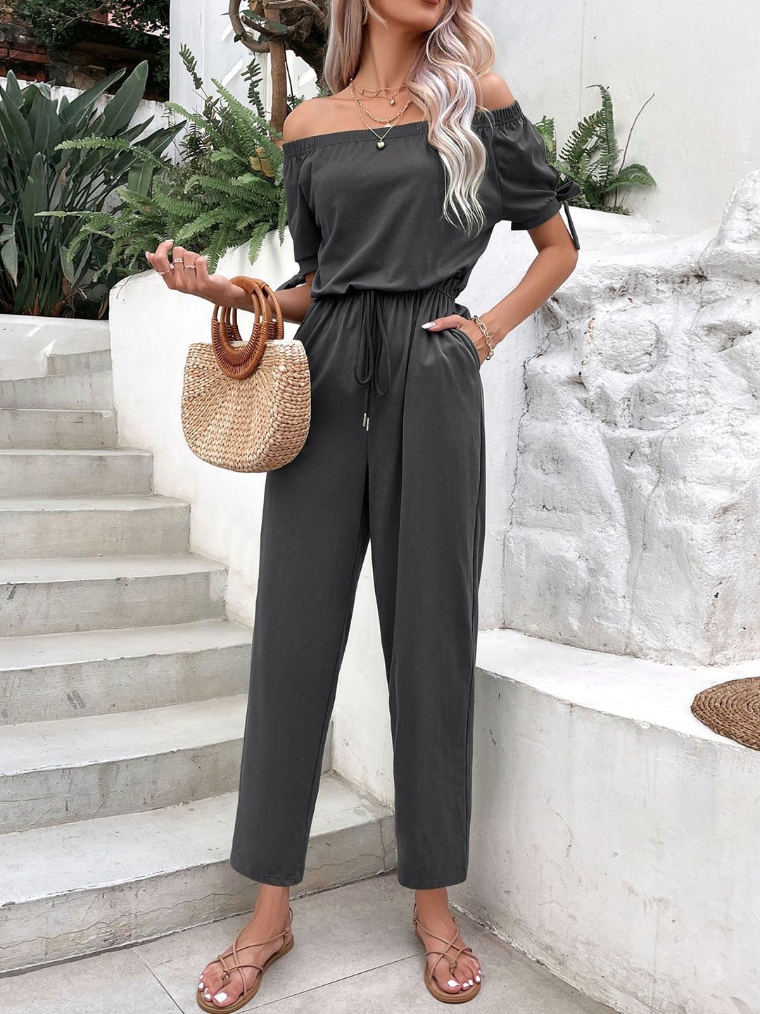 Off-Shoulder Basic Jumpsuit