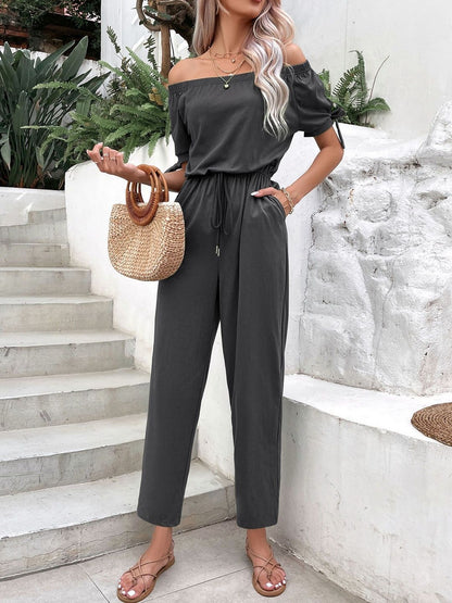 Off-Shoulder Basic Jumpsuit
