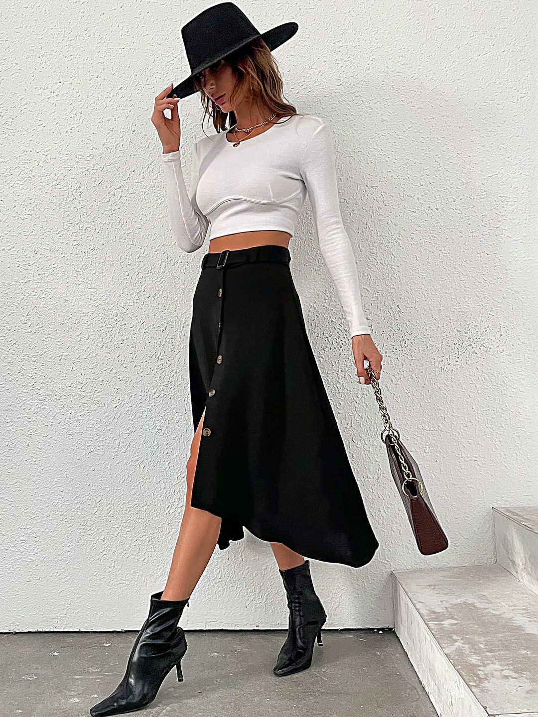 Midi Skirt With Front Split