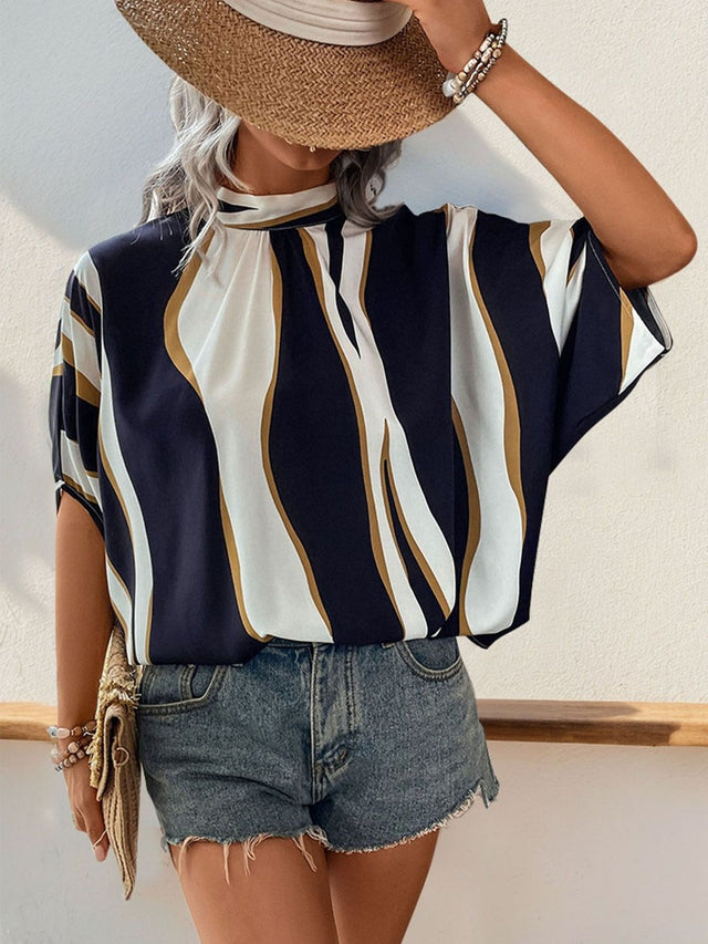 Print Batwing Sleeve Top Printed - Nowi Korean Fashion